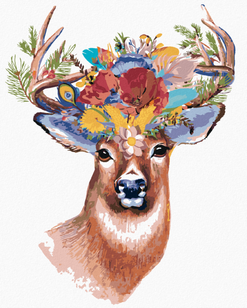 Paint by Numbers - DEER AND FLOWER CROWN