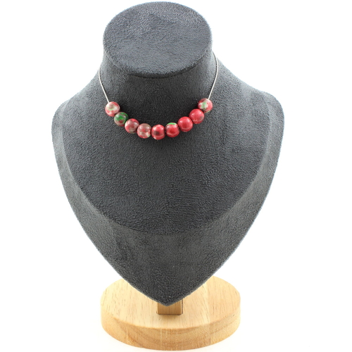 Red green Jasper 8 mm 10 beads necklace