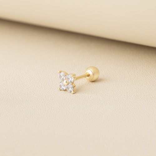 14K (58.5%) SOLID GOLD LILAC FLOWER PIERCING