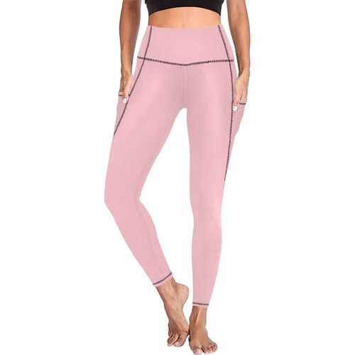 Womens Leggings with Pockets - Fitness Pants / Pink
