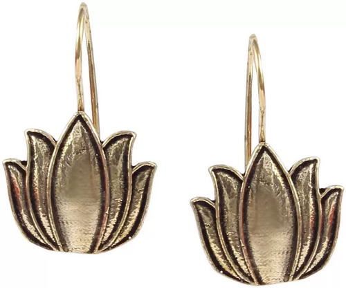 Bollywood Oxidised Gold Plated lotus design high quality Earrings