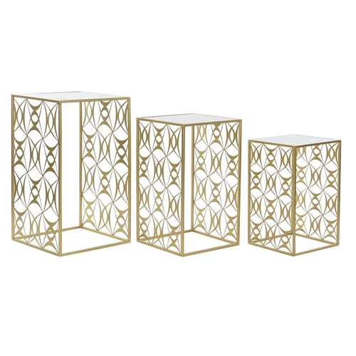 Set of 3 tables DKD Home Decor Mirror Golden Metal 40 x 40 x 70 cm (3
