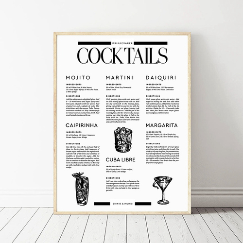 Signature Drinks Cocktail Poster Nordic Wall Art