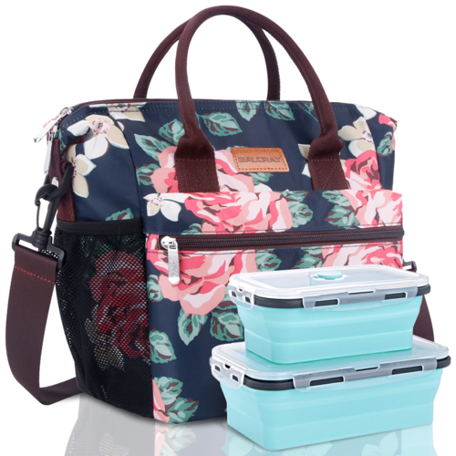 Lunch Bags Double Deck Insulated Lunch Box Large Tote Bag