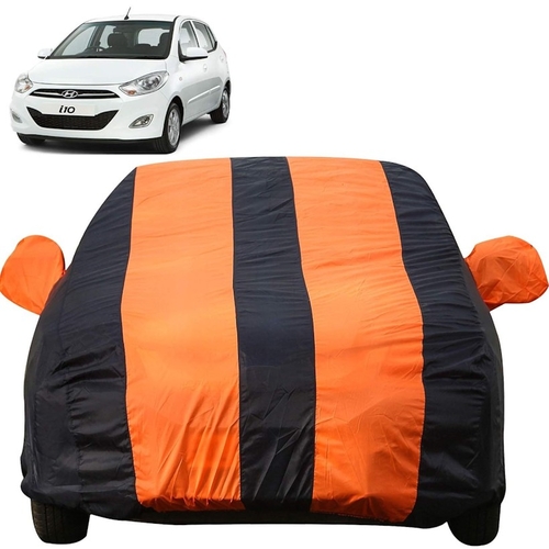 Dustproof Car Cover with Mirror Pockets, White Blue Stripes, Taffeta