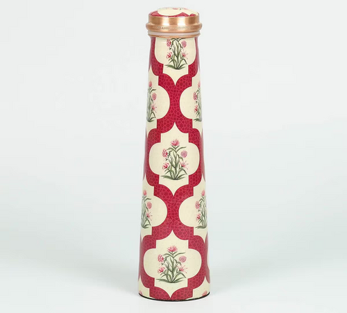 Poppy Flower Scarlet Tapered Copper Bottle 800 mL