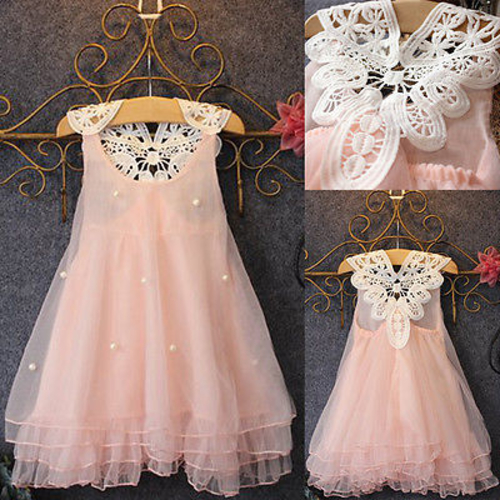 2016 Fashion Princess Baby Girls sleeveless pearl 