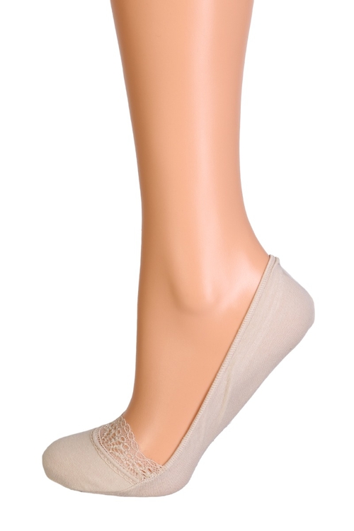 MACRAME beige footies with a lace edge