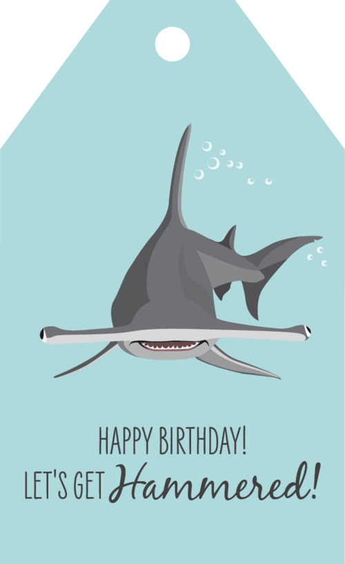 Birthday Gift Tag - Hammerhead Shark