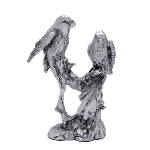 Silver Parrots on a Tree (SIZE) 9 inch (COLOR) SILVER