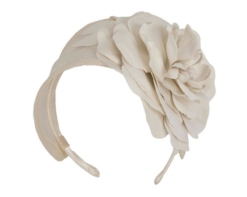 Wide cream leather rose headband fascinator