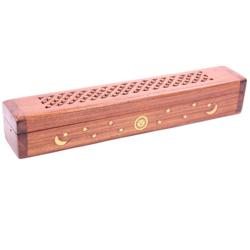 Decorative Sheesham Wood Box with Sun and Stars Design