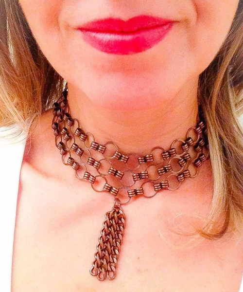 Choker with tassel. Choker necklace, boho necklace, bohemian jewelry,