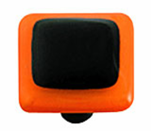 Hot Knobs HK5052-KA Opal Orange Border with Black Square Glass Cabinet