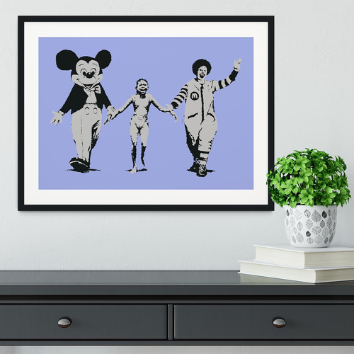 Banksy Mickey and Ronald Blue Framed Print