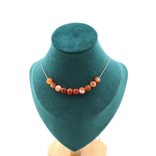 Banded Agate 10 beads necklace 8 mm.