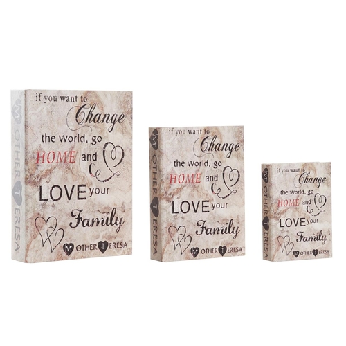 Set of decorative boxes DKD Home Decor Canvas Wood 23 x 7 x 32 cm