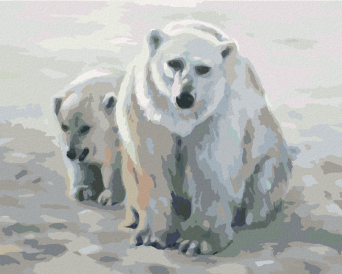 Zuty - Paint by Numbers - POLAR BEAR WITH CUB (D. RUSTY RUST), 40x50