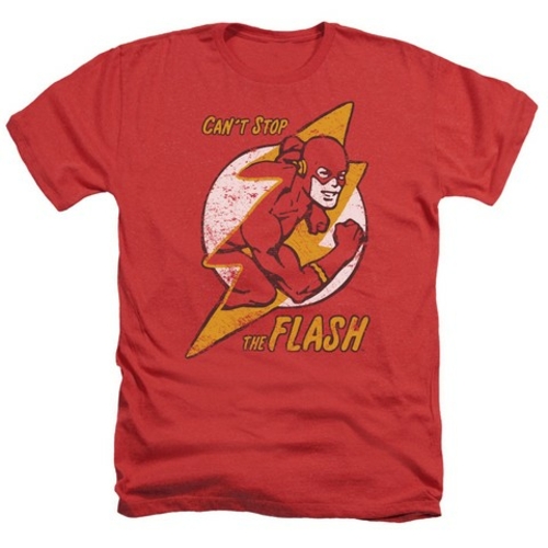 Trevco Dc-Flash Bolt - Adult Heather Tee - Red- Small