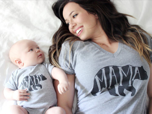 Mom and Baby Clothes Mama Bear Tshirt Tee/Babies