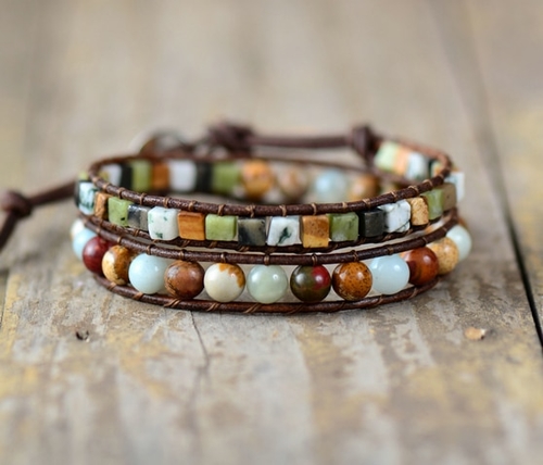 Leather Bracelets High End Mix Natural Stones 2