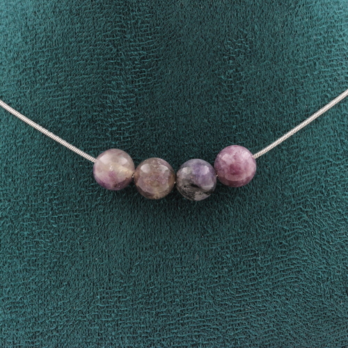 Purple Mica from Tanzania 8 mm 4 beads necklace.