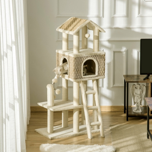 PawHut 52" Huge Cat Tree Kitty Activity Center Cat Climbing Toy Rest