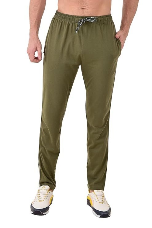 Men OLIVE GREEN Regular fit Cotton Trackpants Size M