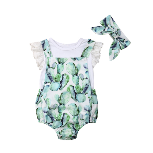 Newborn Baby Girls Cactus Summer Clothes Fly