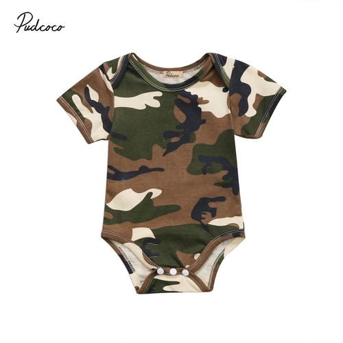 Summer Newborn Baby Boy Girl Camo Short Sleeve