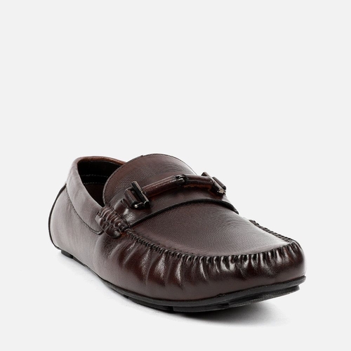 Men Attractive Buckle Design Loafer Shoes (Size-7) (Color-DARK BROWN)