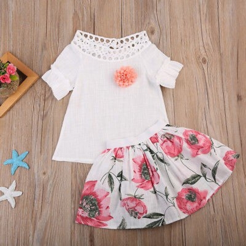 Toddler Kids Baby Girls 3D Flower T shirt Tops +