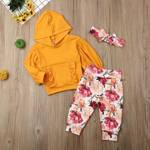 Pudcoco Autumn 3PCS Toddler kids Baby Girl Outfits