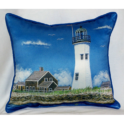Betsy Drake HJ743 Scituate MA Lighthouse Large Indoor-Outdoor Pillow 1