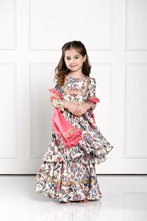 GIRLS ETHINIC FLARED SUIT SET (SIZE-6-7yr) (COLOR-MULTICOLOR)