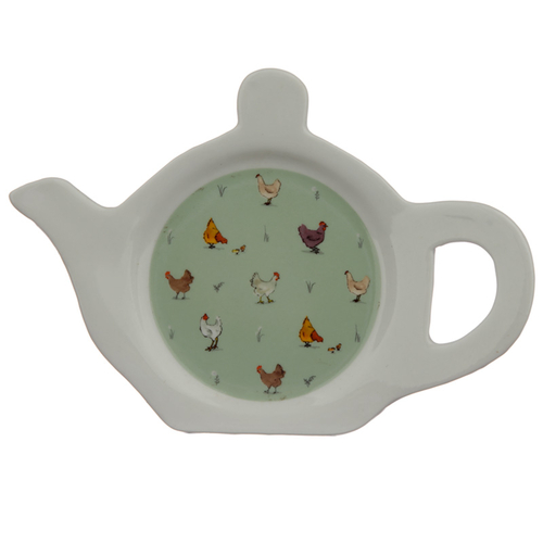 Porcelain Teabag Dish/Holder - Willow Farm Chickens
