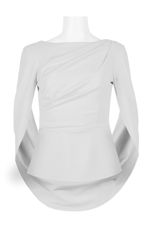 Adrianna Papell Boat Neck 3/4 Sleeve Cape Draped Back Solid Stretch