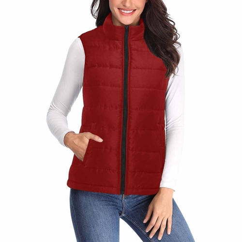 Womens Puffer Vest Jacket / Maroon Red