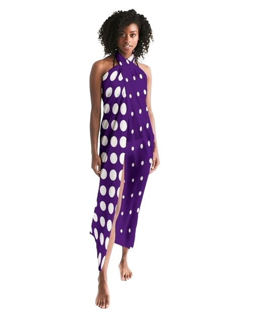 Sheer Purple Dotted Style Swim Cover Up