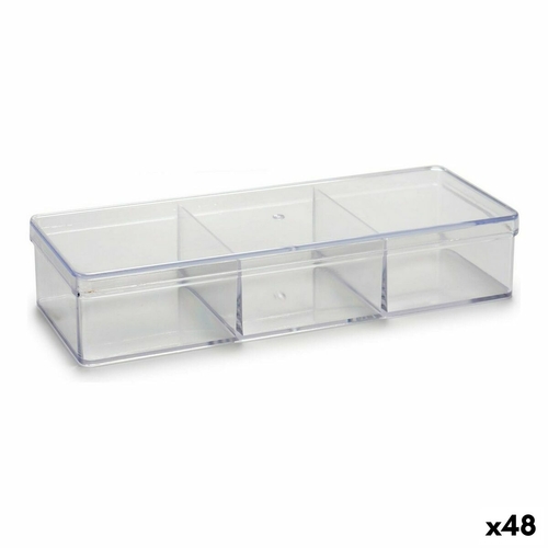 Multi-Purpose Organiser 3 Compartments Transparent Plastic 7 x 3,5 x