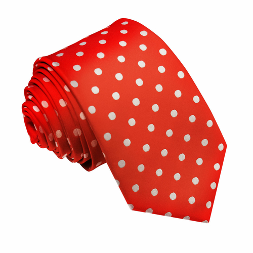 Polka Dot Slim Tie - Red