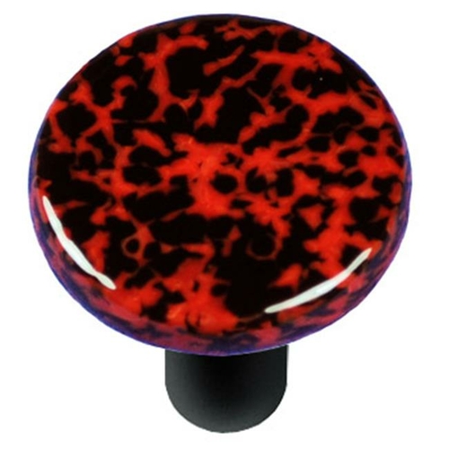 Hot Knobs HK8057-KRB Granite Black & Red Round Glass Cabinet Knob - Bl