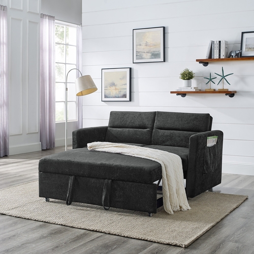 Loveseats Sofa Bed with Pull-out Bed,Adjsutable Back and Two Arm