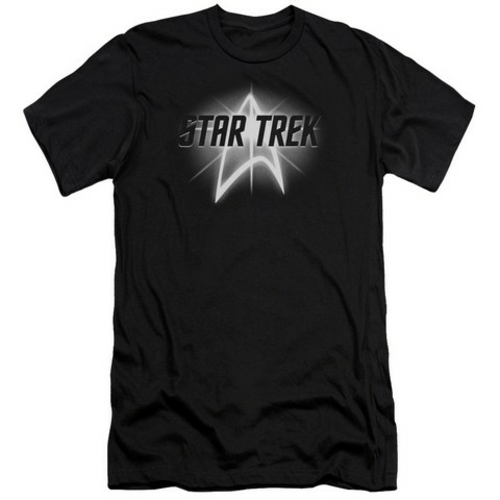 Trevco Star Trek-Glow Logo - Short Sleeve Adult 30-1 Tee - Black- Larg
