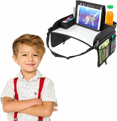 PUREVACY Kids Travel Tray for Car 16" x 12.5", Black Travel Car Table