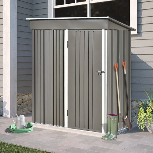 Patio 5ft Wx3ft. L Garden Shed, Metal Lean-to Storage Shed with