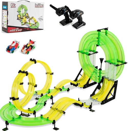 Car Race Track, 860cm Double Slot/Lane Rechargeable Car Playset