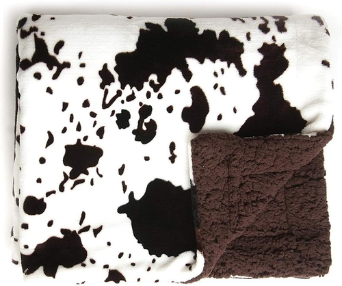 Sherpa Cowhide Print Double Layer Baby Blanket