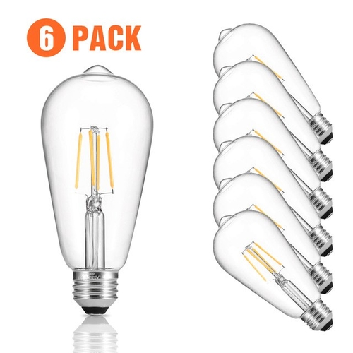 Zanflare LED Bulb ST64 Filament Lamp Set Of 6 E26