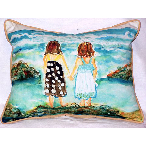 Betsy Drake HJ086 Twins on Rocks Large Indoor-Outdoor Pillow 16 in. x 